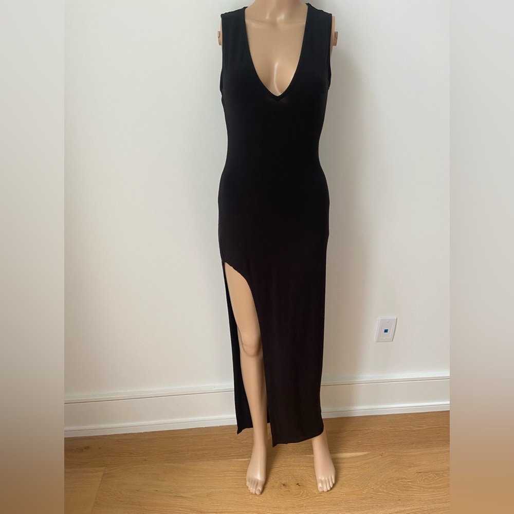 Shein side slit maxi black summer dress